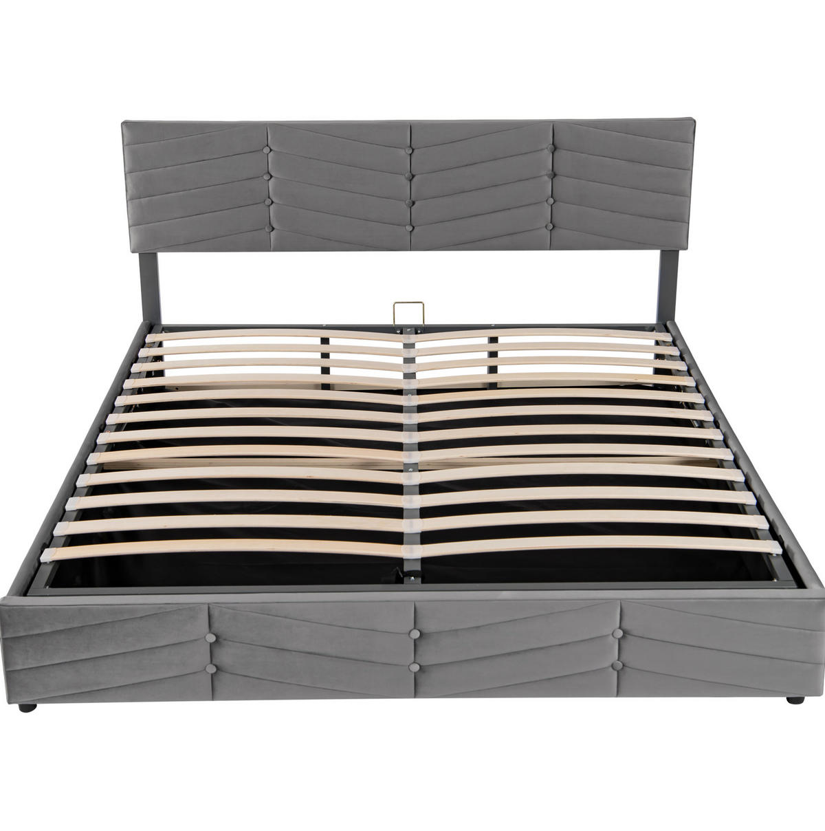 POLSTERBETT 160/200 cm grau aus Samt mit Bettkasten - Grau, Textil (160/200cm) - OKMYHOME