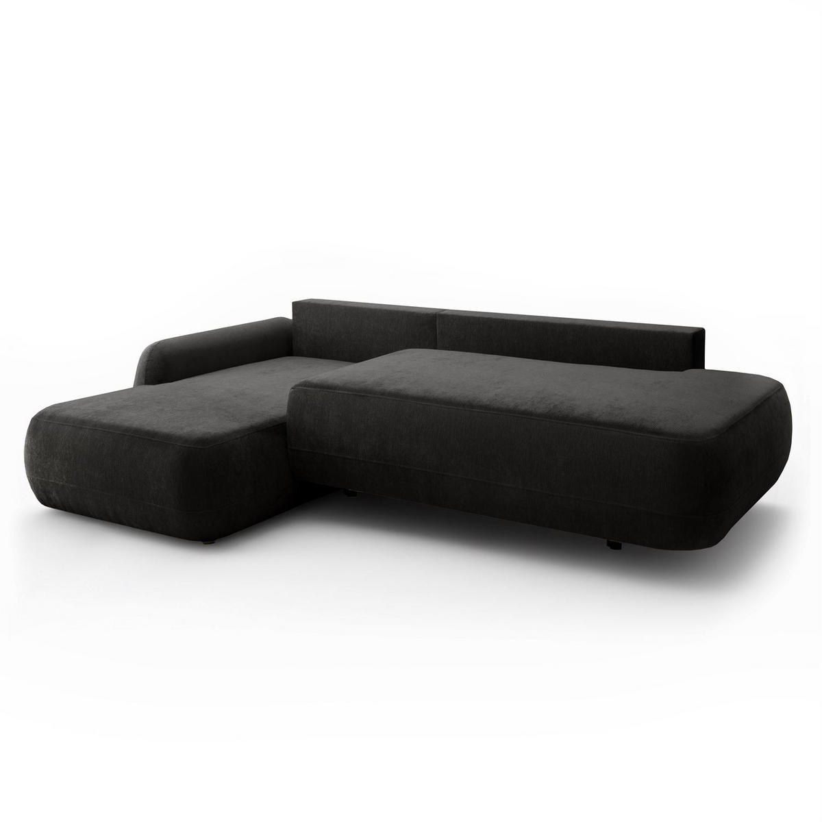 ECKSOFA GOYA mit Schlaffunktion und Bettkasten, Linke,Perfect Harmony 99 - Anthrazit, Textil (184/302cm) - Lookway
