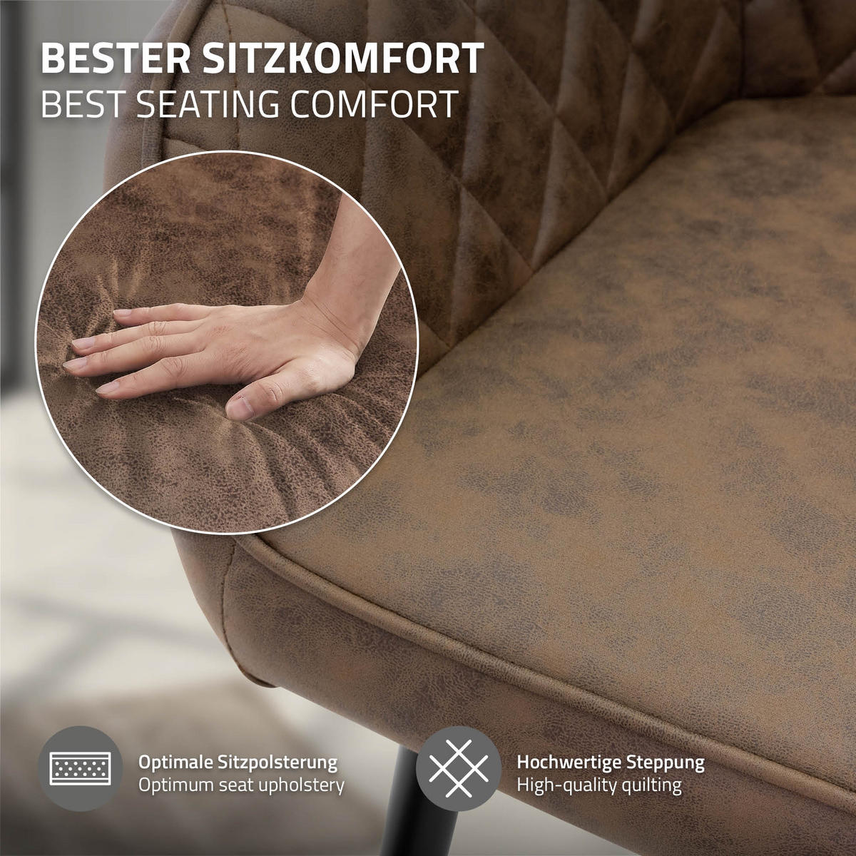 ESSZIMMERSTUHL 2er Set Braun Kunstleder - Schwarz/Braun, Kunststoff/Metall (63/80/60cm) - ML-DESIGN