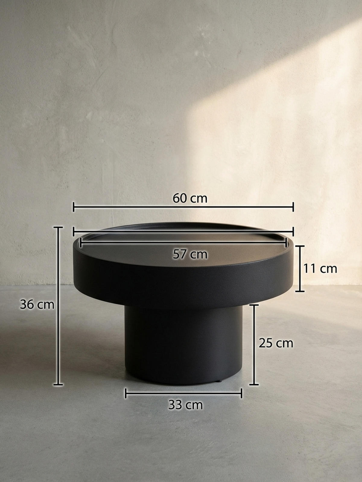 COUCHTISCH Schwarz Metall, Pilz-Design, Maße 60x60x36 cm - Schwarz, Metall (60/60/36cm) - KADIMA DESIGN