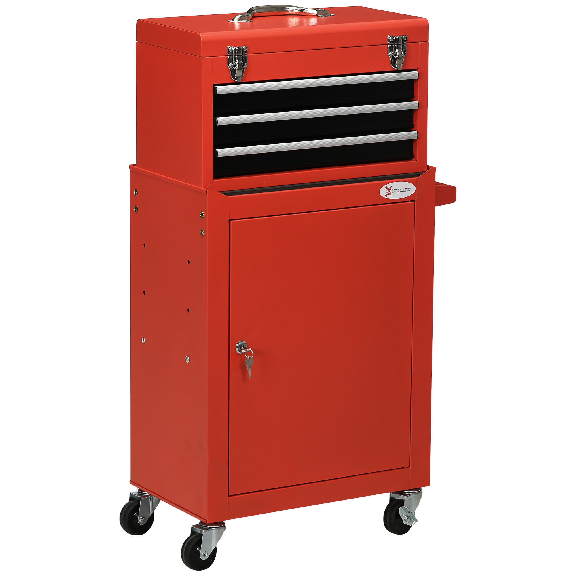 WERKSTATTWAGEN 2-in-1 , Stahl, Rot - Rot, Metall (46/94/28cm) - DURHAND