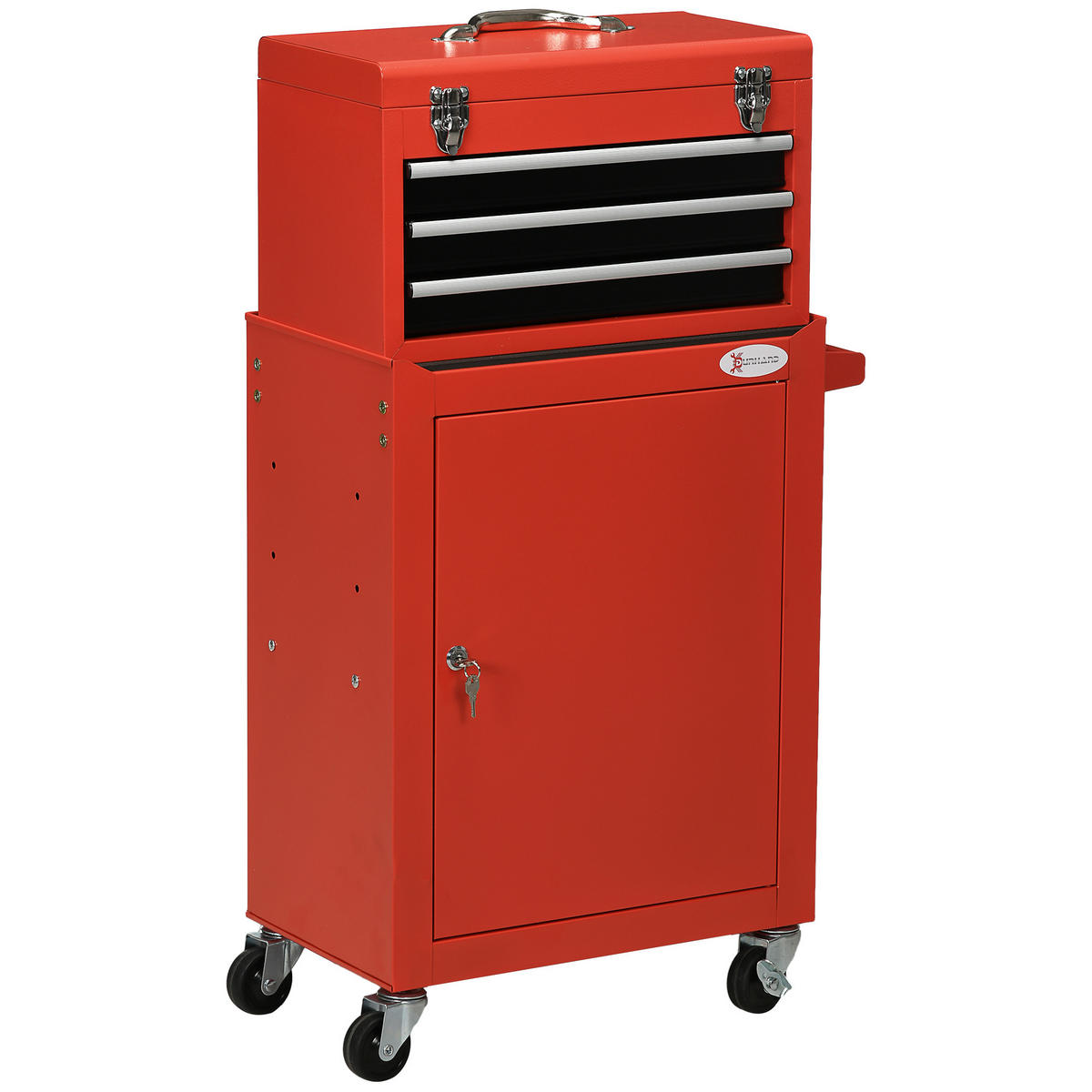 WERKSTATTWAGEN 2-in-1 , Stahl, Rot - Rot, Metall (46/94/28cm) - DURHAND