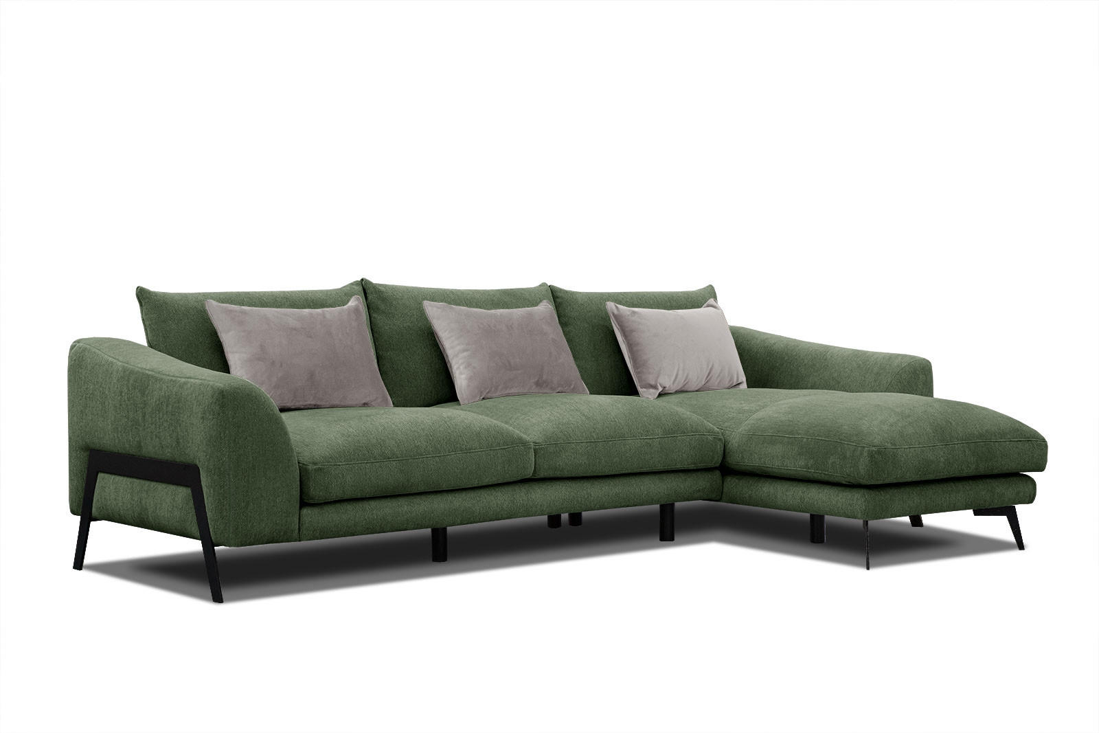 ECKSOFA WINTER 4-Sitzer, dunkelgrün - Dunkelgrün/Schwarz, Holzwerkstoff/Textil (293/172cm) - Courtois Laville