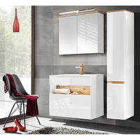 BADMÖBEL-SET 5-TLG. Bermuda-56 - Weiß, Holzwerkstoff (135/200/45cm) - Lomado