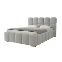 POLSTERBETT LUNA mit Kopfteil, 140 x 200 cm, Doppelbett mit Bettkasten und Lattenrost aus Metall, Boucle Stoff: Grau - Grau, Holz/Textil (140/200cm) - Agmat-Furniture