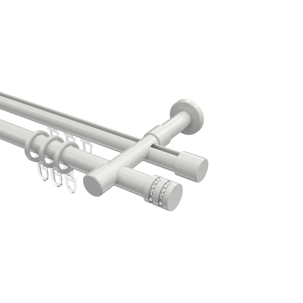 RUNDROHR-INNENLAUF-GARDINENSTANGEN-SET Prestige Estana 520 cm (geteilt in 4 x 130 cm), 2-läufig, 20 mm Ø Weiß - Weiß, Metall (520cm) - INTERDECO