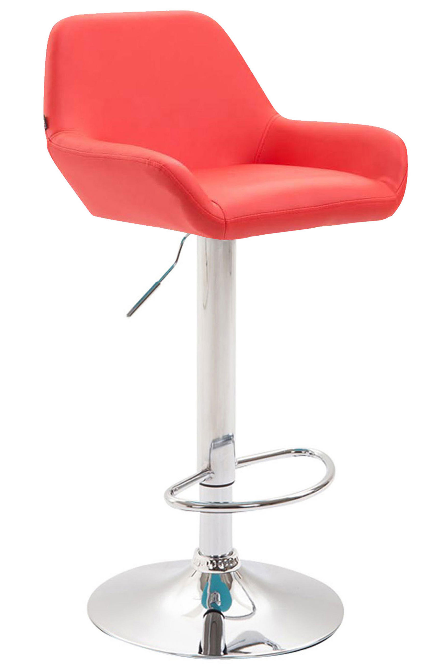 BARHOCKER 2er Set Prag Kunstleder chrom rot - Chromfarben/Rot, Kunststoff/Metall (51/109/52cm) - TPFLiving