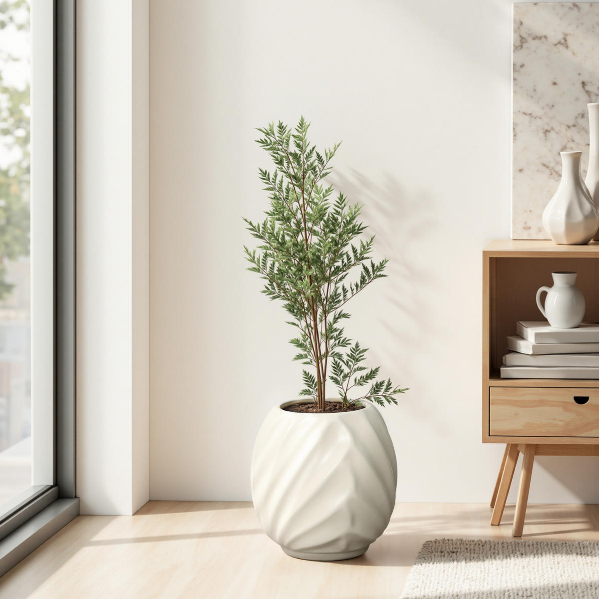 KERAMIK Blumentopf 31x31cm - Weiß, Keramik (31.8cm) - Hometopia
