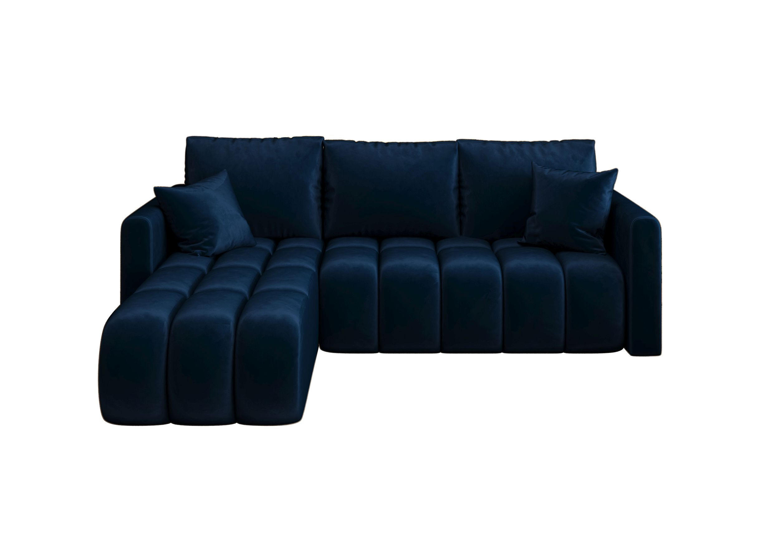 ECKSOFA GARDA links dunkelblau Velours Monolith 77 - Schlaffunktion, Bettkasten - Dunkelblau, Textil (230/150cm) - Cornero