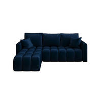 ECKSOFA GARDA links dunkelblau Velours Monolith 77 - Schlaffunktion, Bettkasten - Dunkelblau, Textil (230/150cm) - Cornero
