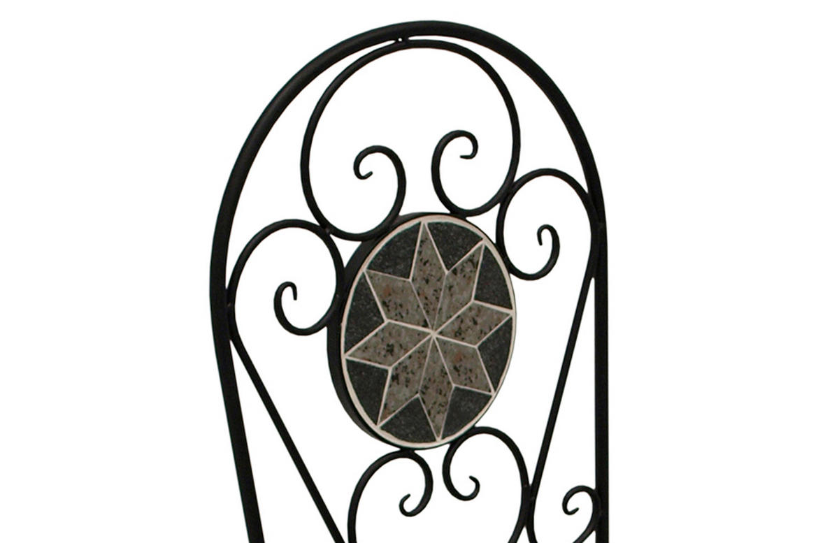 BISTROSET Derby - 5-teilig (4x Klappstuhl, 1x Tisch 60cm rund) aus schwarz pulverbeschichtetem Eisen - Grau, Metall - TPFGarden
