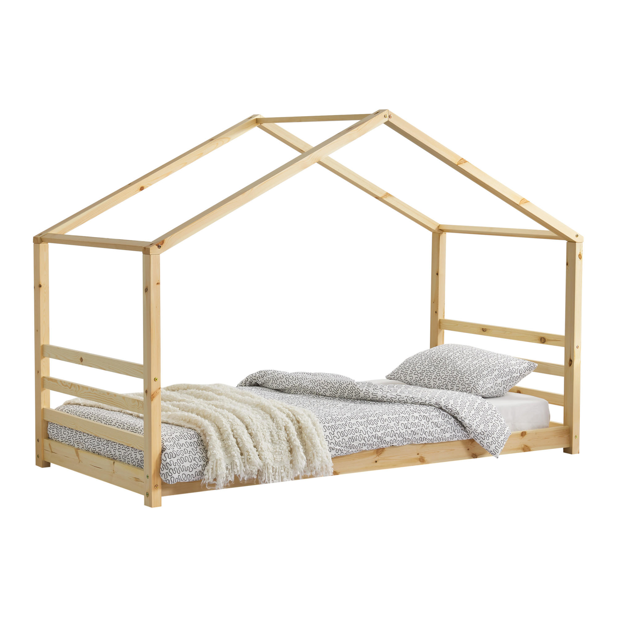 HAUSBETT Vardø - Naturfarben, Holz (90/200cm) - [en.casa]