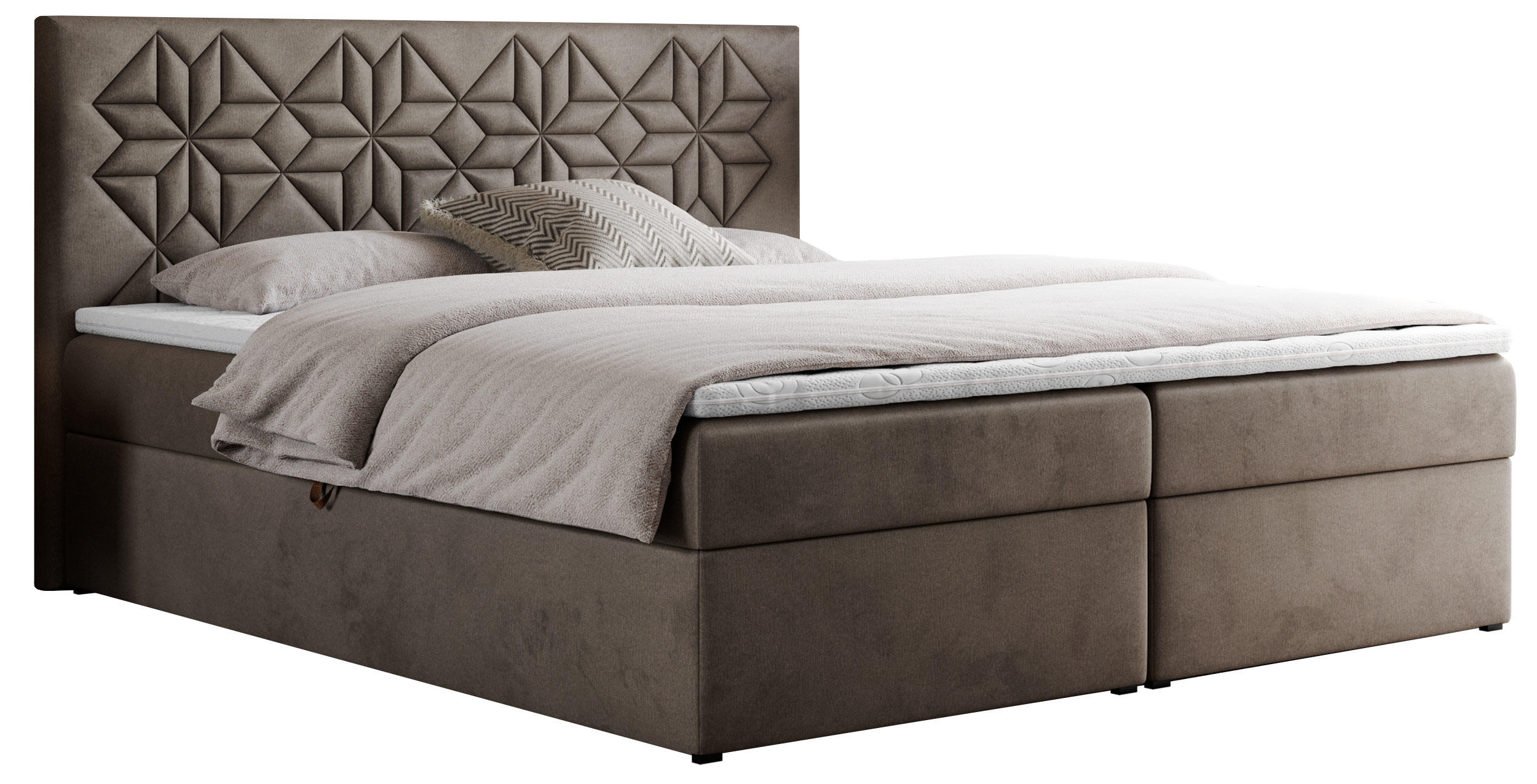 BOXBETT LEILA 140/200 Braun Velvet - H3 - Braun, Holz/Textil (140/200cm) - MKS