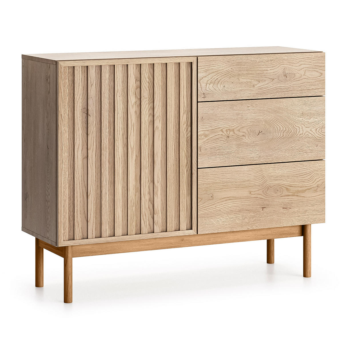 SIDEBOARD Santarco 1T 3S Eiche Cremona 106/84/37 cm – 1 Tür 3 Schubladen - Eichefarben, Holz/Holzwerkstoff (106/84/37cm) - AX Living