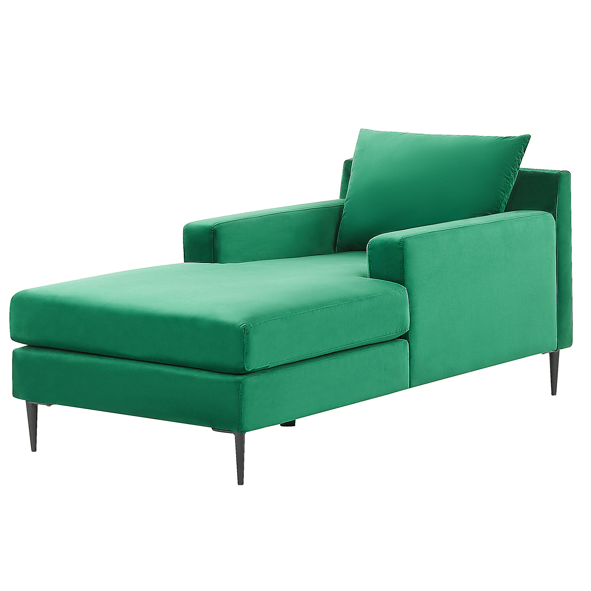 CHAISELONGUE Samtstoff grün/schwarz Gueret - Schwarz/Grün, Textil (88/73/165cm) - Beliani