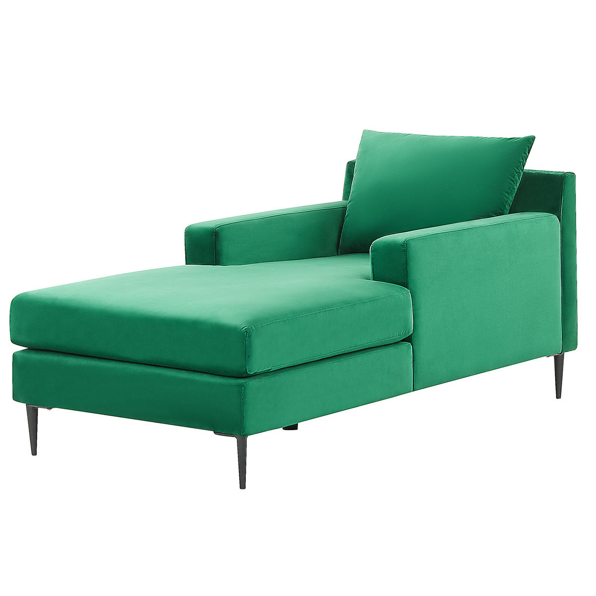 CHAISELONGUE Samtstoff grün/schwarz Gueret - Schwarz/Grün, Textil (88/73/165cm) - Beliani