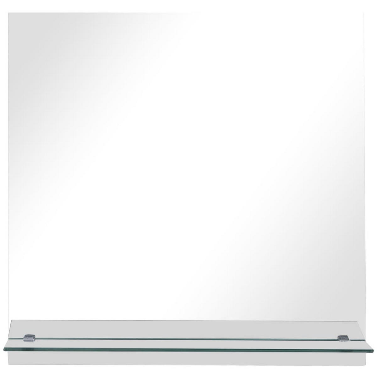 WANDSPIEGEL mit Regal 50×50 cm Hartglas - Silberfarben, Glas (50/50/10cm) - furnicato