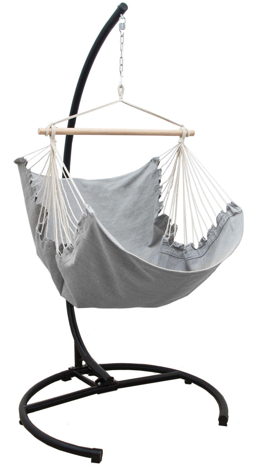 XL-HÄNGESESSEL inkl. Gestell bis 150kg, 210cm, Lilac-Grau - Grau, Metall (110/210/125cm) - Amanka