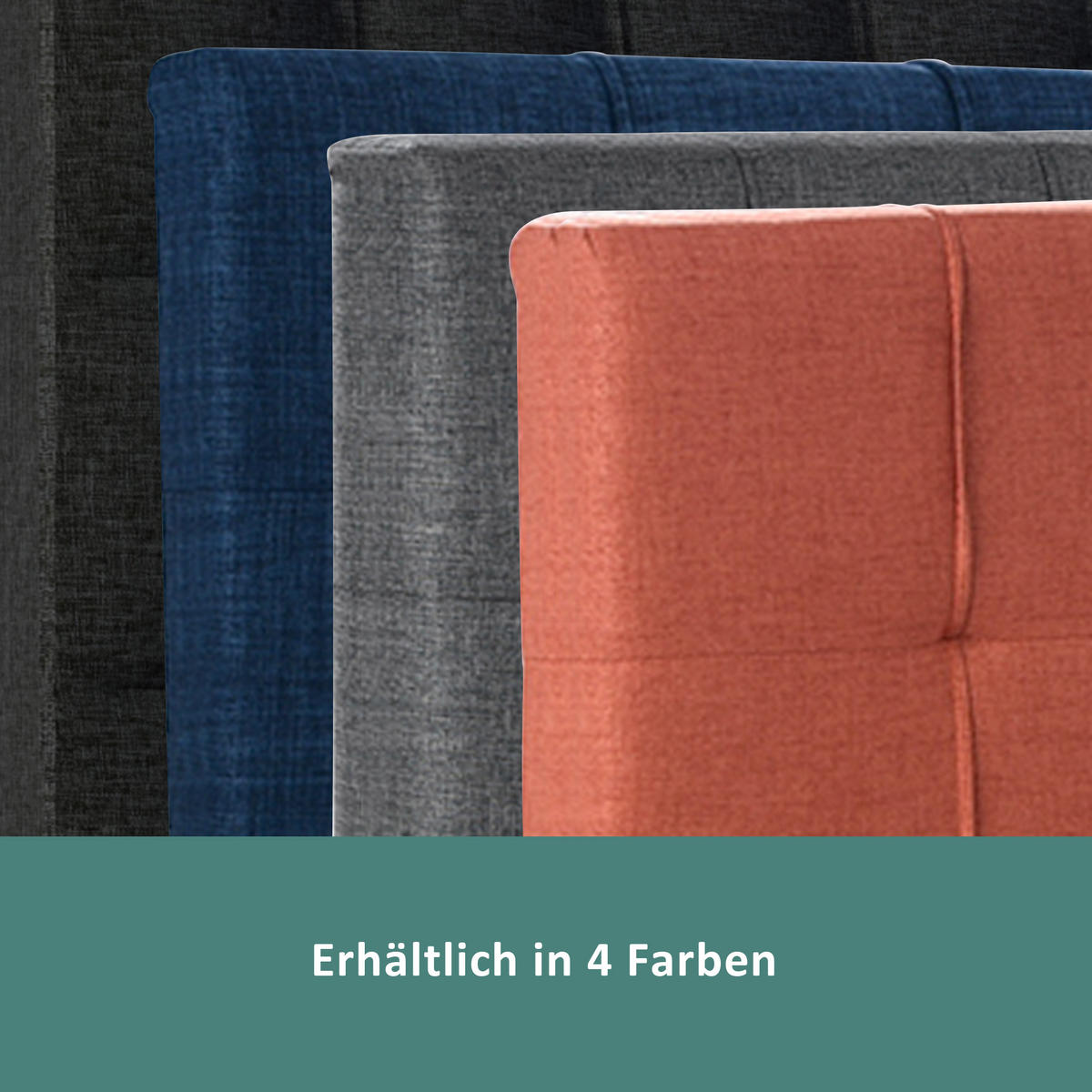 POLSTERBETT 140/200 cm in Schwarz Leinen mit 4 Schubladen und Kopfteilverstellung - Schwarz, Holzwerkstoff/Textil (140/200cm) - WISHDOR