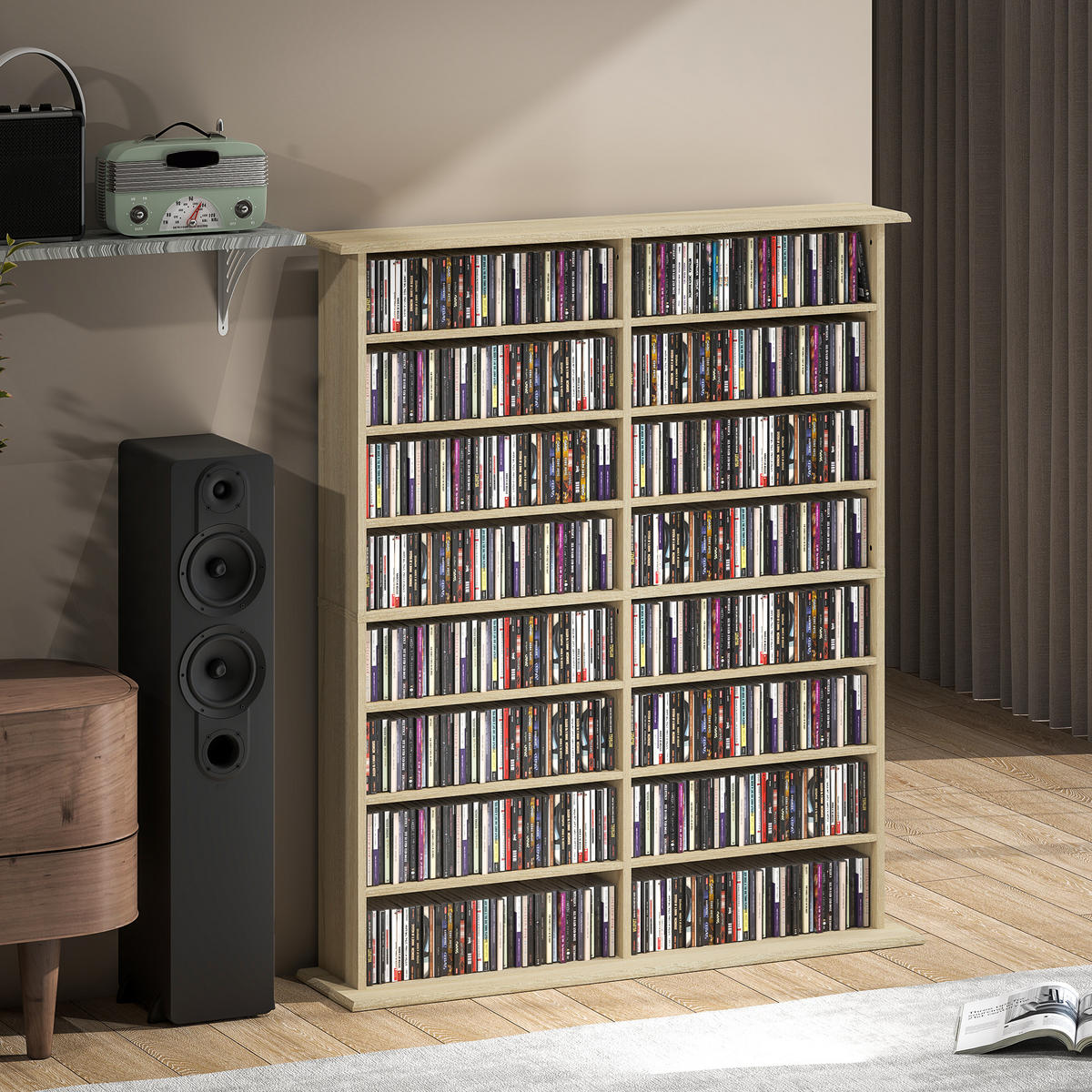 CD-REGAL DE-14452 16 Fächer, 12 verstellbare Böden Naturholz - Naturfarben, Holzwerkstoff (24/126.3/106.5cm) - ComfortXL