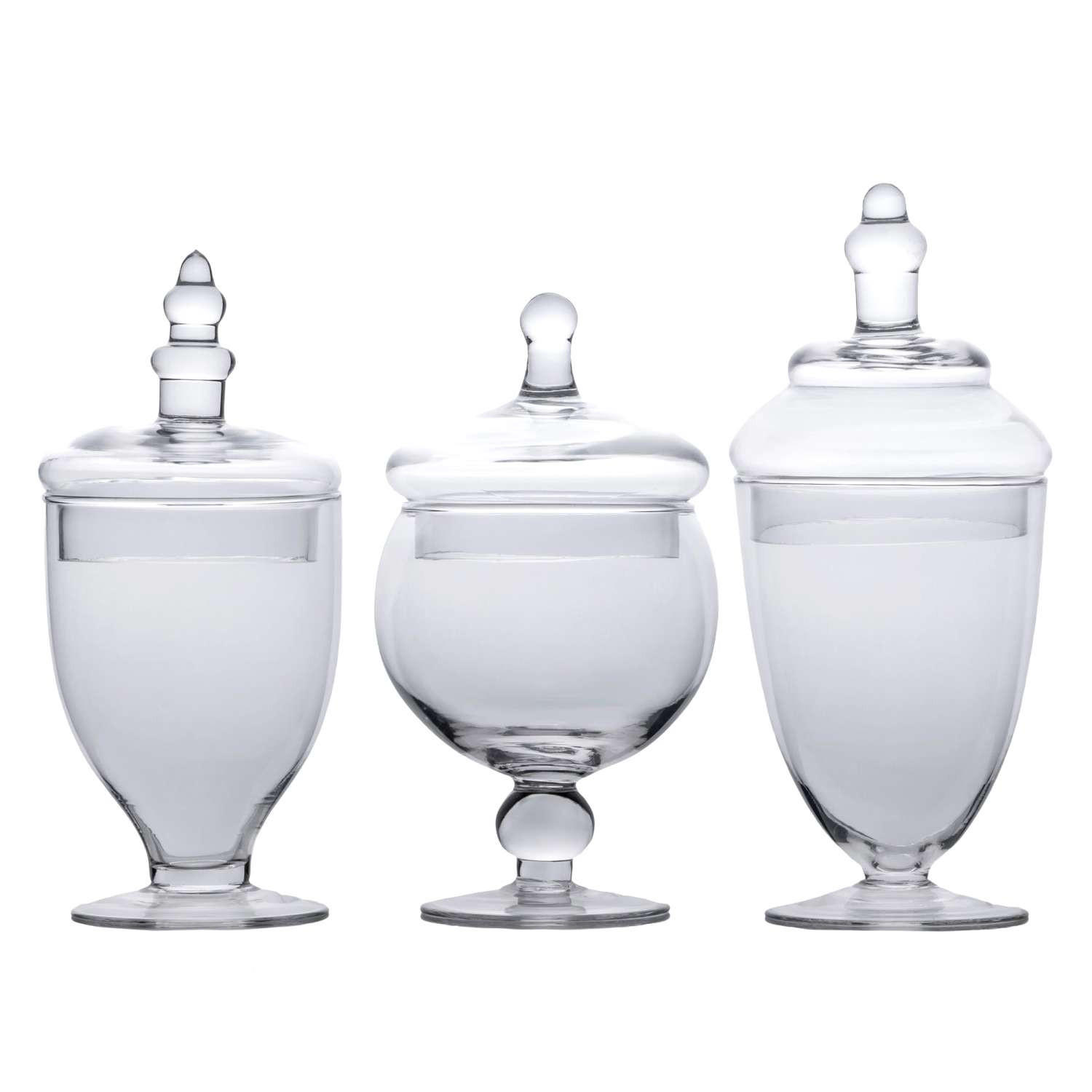 VORRATSGLAS SET für Süßigkeiten (3-tlg.) - Transparent, Glas (24.5/14.5/37.5cm) - Intirilife