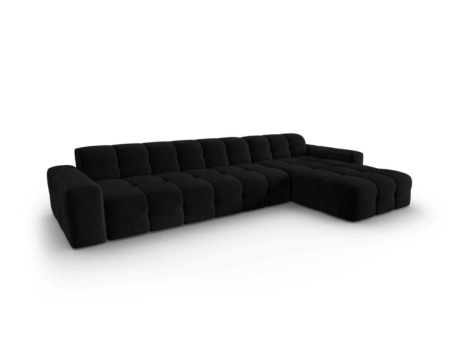 ECKSOFA rechts Kendal aus Samt schwarz 5 Sitzplätze - Schwarz, Textil (173/357cm) - Micadoni