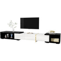 TV ormarić 140-260/40/30 cm bijeli i crni mramorni od MDF-a i iverice s rotacijom - bijela, drvni materijal (260/30/40cm) - OKWISH