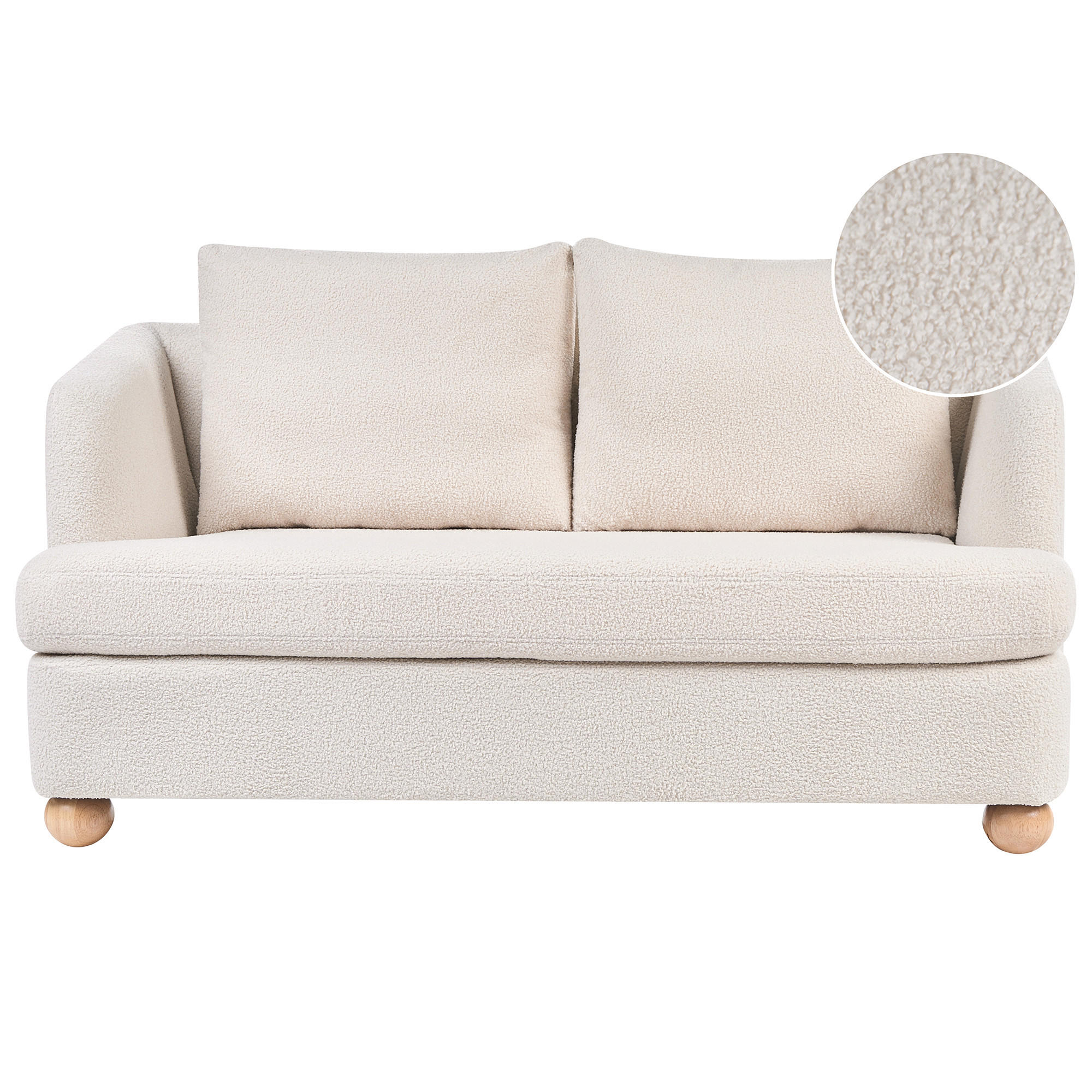 POHOVKA 2-místná Bouclé Krémově bílá Rattvik - světle hnědá, textil (162/86/82cm) - Beliani