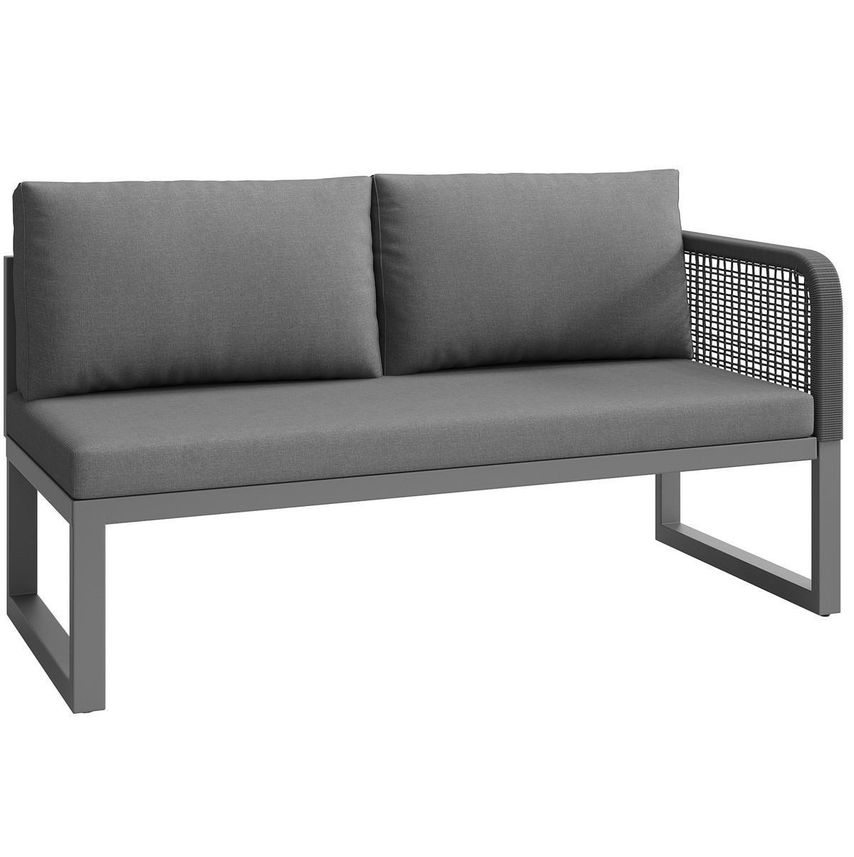 GARTENMÖBEL-SET modular mit Tisch 5-tlg. PE-Rattan Grau - Grau, Metall - Beauniv
