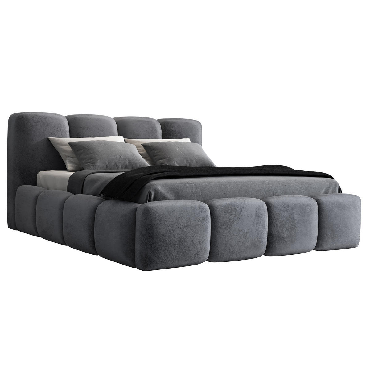 POLSTERBETT DONA-OM 90 x 200 in Grau - Grau, Textil (90/200cm) - A&J MöbelLand