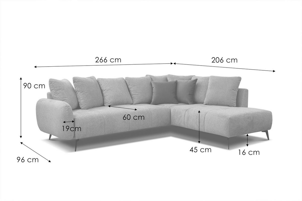 ECKSOFA EVENTO 5-Sitzer, creme - Creme/Schwarz, Holzwerkstoff/Textil (266/206cm) - Courtois Laville