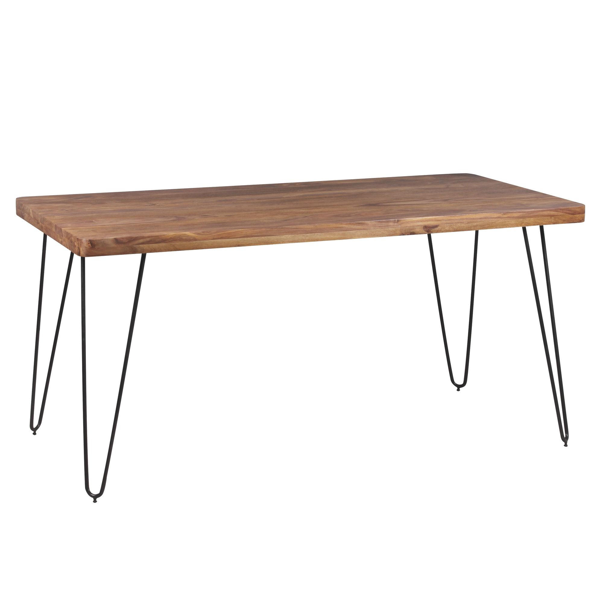 ESSTISCH Massivholz Metallbeine Handgefertigt BALU, Braun 160x80x76 cm - Schwarz/Braun, Holz/Metall (80/160/76cm) - KADIMA DESIGN