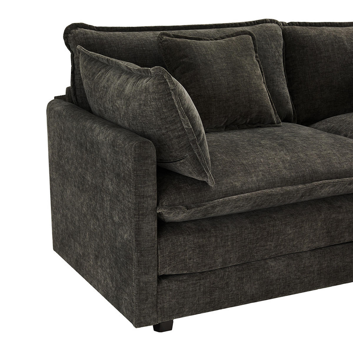 ECKSOFA in Dunkelgrau Chenille-Stoff mit Fußstütze - Dunkelgrau, Kunststoff/Textil (147/283cm) - KOMHTOM