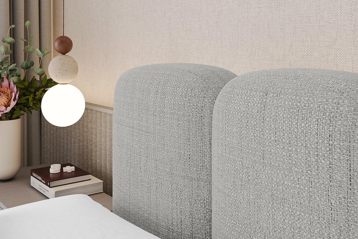 BOXBETT mit Matratze H4 - NINA - 160x200 cm - Hellgrau - Hellgrau, Holzwerkstoff (160/200cm) - ALTDECOR