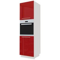 BACKOFENUMBAUSCHRANK Brerra D14/RU/2D RAL 3002 karminrot Hochglanz / Weiß Matt 60 / 59 / 207cm - Rot/Weiß, Holz/Holzwerkstoff (60/207/59cm) - Feldmann-Wohnen