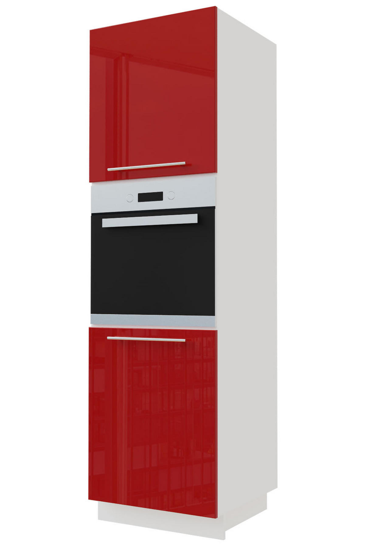 BACKOFENUMBAUSCHRANK Brerra D14/RU/2D RAL 3002 karminrot Hochglanz / Weiß Matt 60 / 59 / 207cm - Rot/Weiß, Holz/Holzwerkstoff (60/207/59cm) - Feldmann-Wohnen