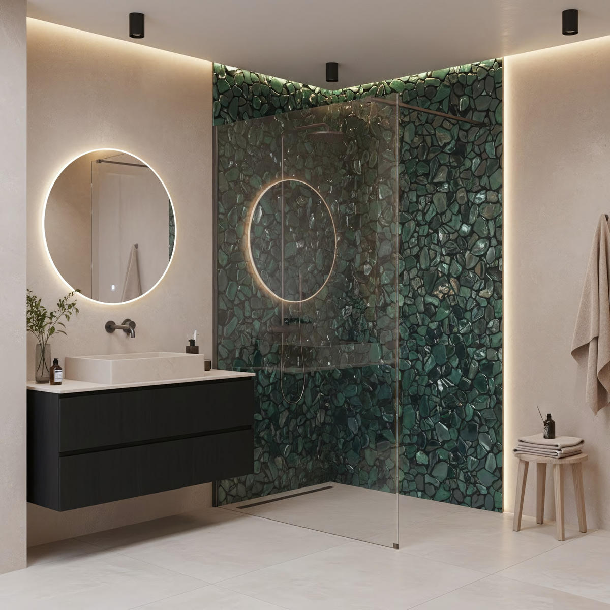 DUSCHWAND Rea Flexi Transparent / Titan 140 - Titanfarben, Glas (120/140/195cm) - REA