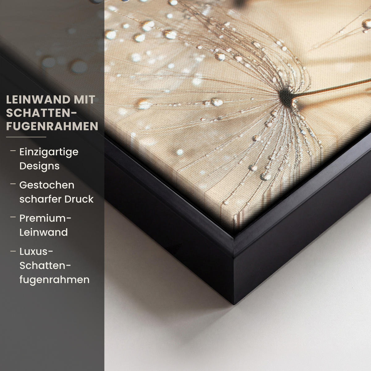 LEINWAND Bilder mit Rahmen - Löwenzahn - Abstrakt - Natur - Beige - 40x30 - Braun, Textil (40/30cm) - MuchoWow