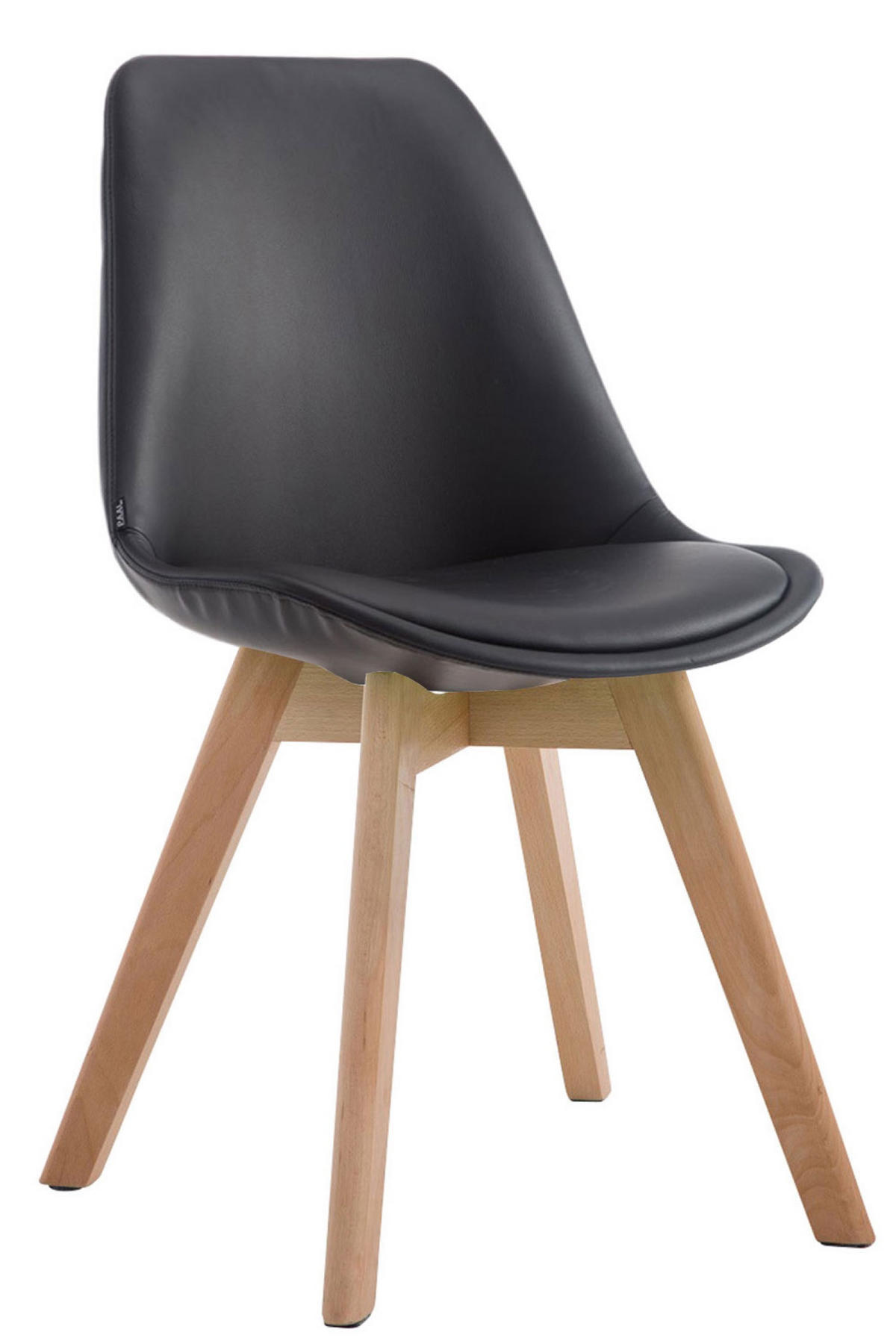 ESSZIMMERSTUHL Manolo, Kunstleder, Natura schwarz - Schwarz/Naturfarben, Holz/Textil (48/84/55cm) - TPFLiving