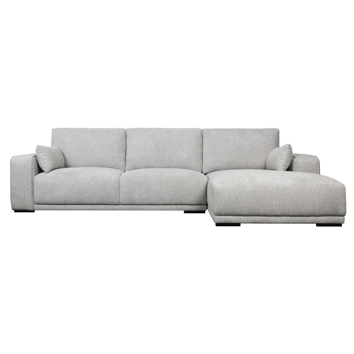 ECKSOFA Webstoff Grau - Schwarz/Grau, Holz/Textil (305/105cm) - Furnhouse