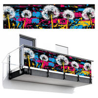 BALKON-SICHTSCHUTZ Straßenkunst - Bunt - Wand - Schwarz, Kunststoff (300/85cm) - MuchoWow