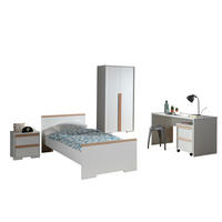 KINDERZIMMER komplett Set 5-tlg. Kariotta 7 Weiß Griffe Massivholz - Buchefarben/Weiß, Holzwerkstoff (540/1/302cm) - 58aufmkessel