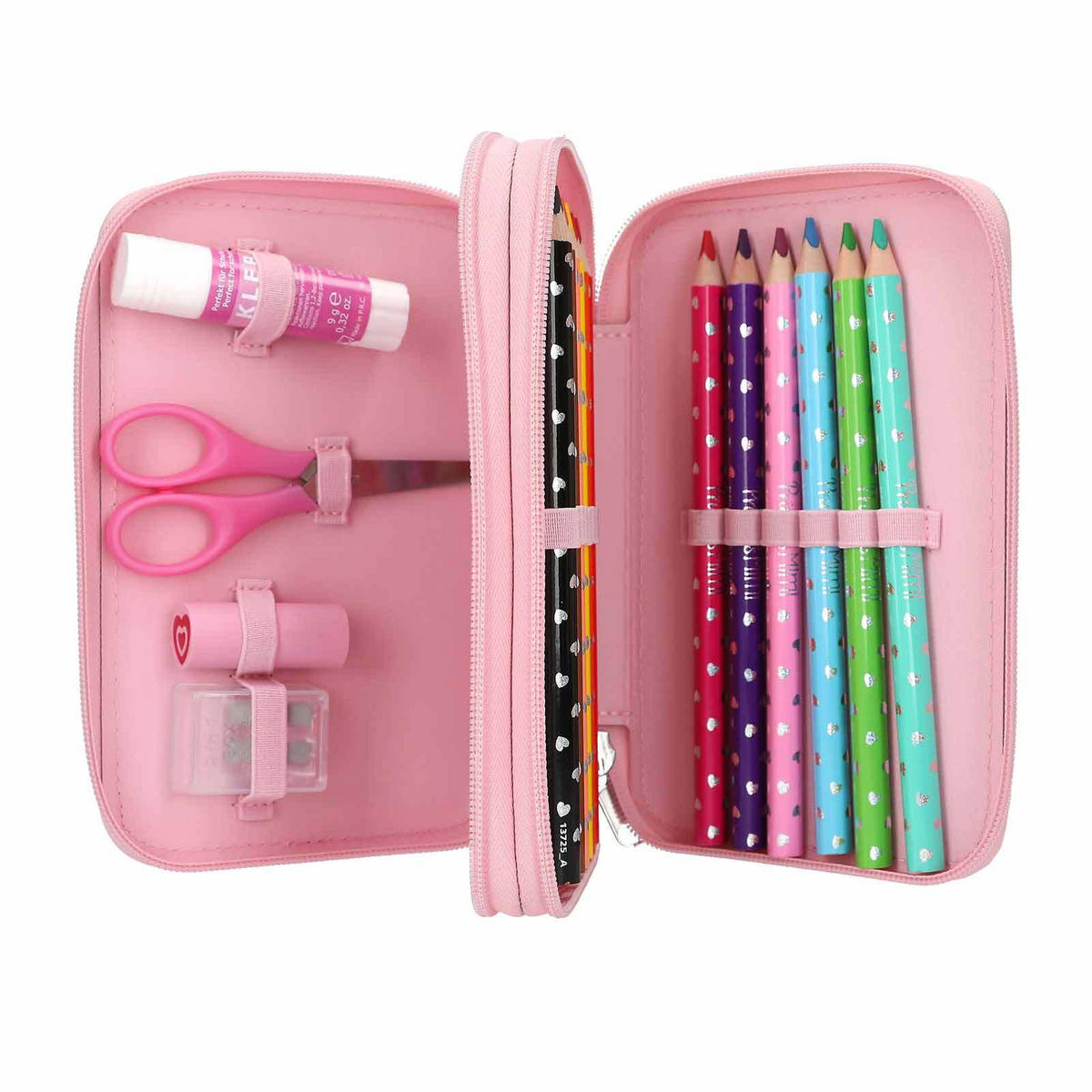 2-FACH FEDERTASCHE ROBBY Princess Mimi rosa 19 x 12 x 5 cm - Rosa, Kunststoff (12/5.5/19cm) - Depesche Germany