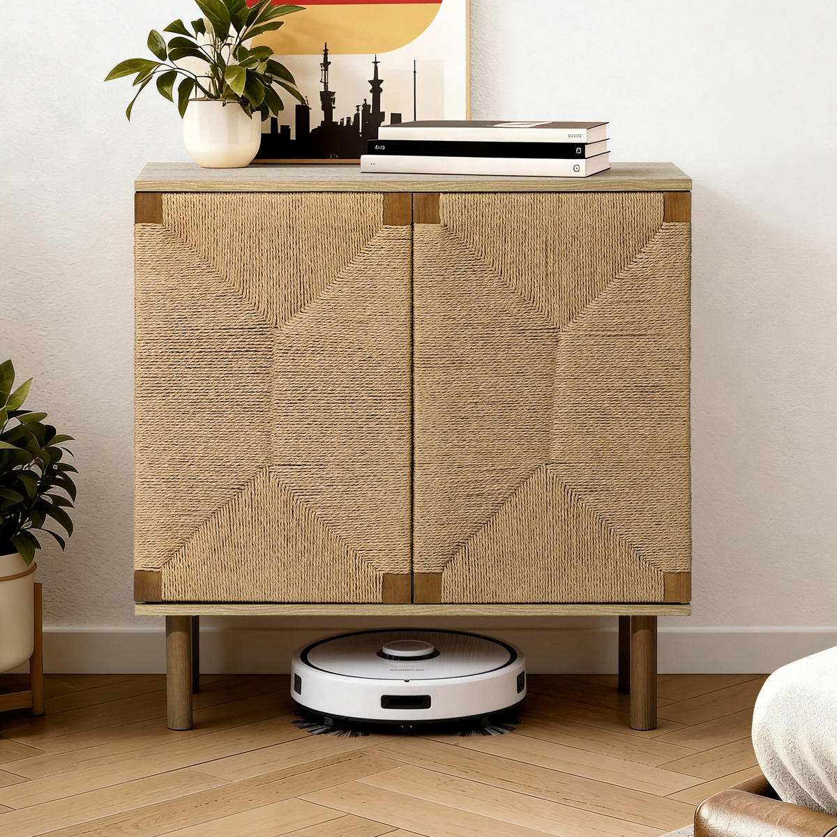 SIDEBOARD Wohnzimmer im modernen Vintage-Stil, Holz mit 2 Türen | B80 x T40 x H80 cm - Braun, Holz (80/80/40cm) - Hometopia