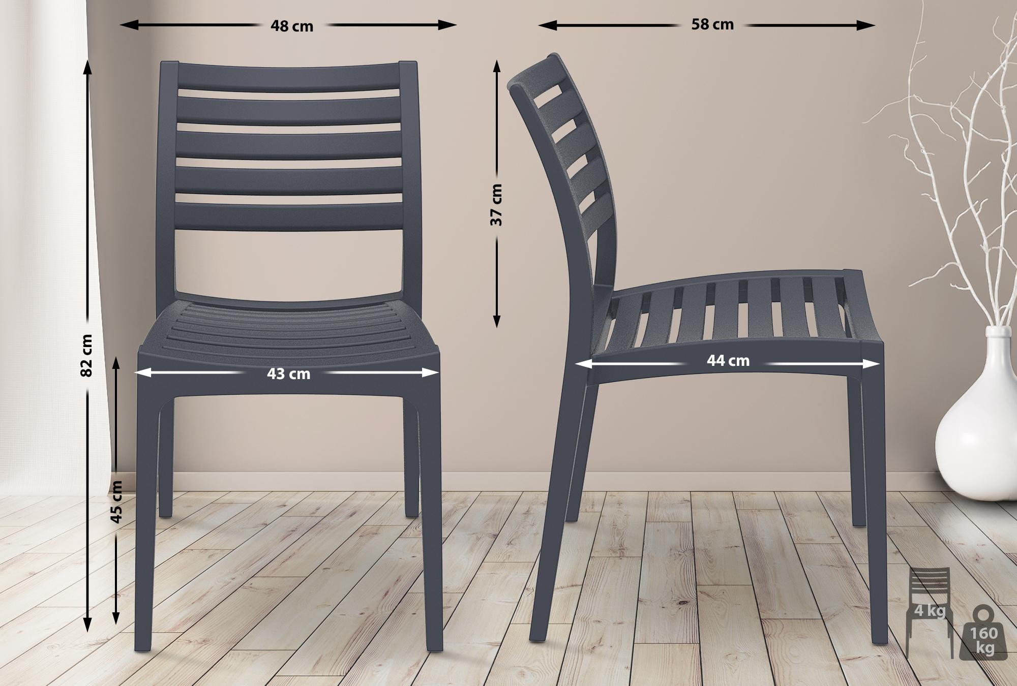 Thumbnail - CLP Gartenstuhl, Dunkelgrau, Kunststoff, 48x82x48 cm, Esszimmer, Stühle, Esszimmerstühle, Vierfußstühle