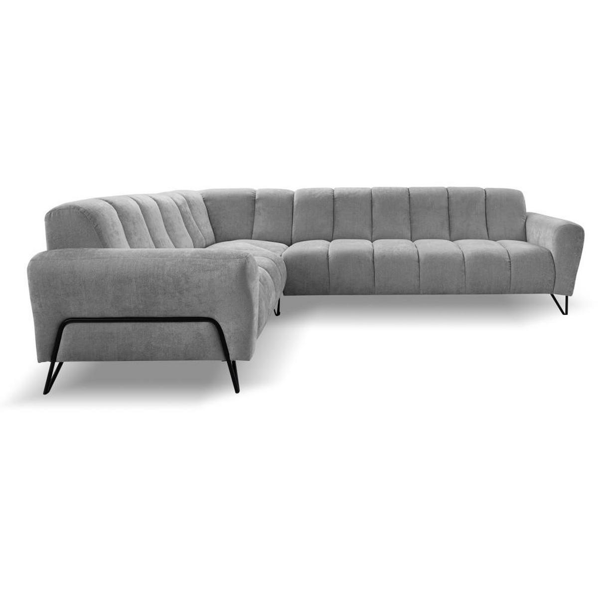 ECKSOFA Volare ohne Schlaffunktion grau rechts - Schwarz/Grau, Textil/Metall (295/235cm) - Beautysofa