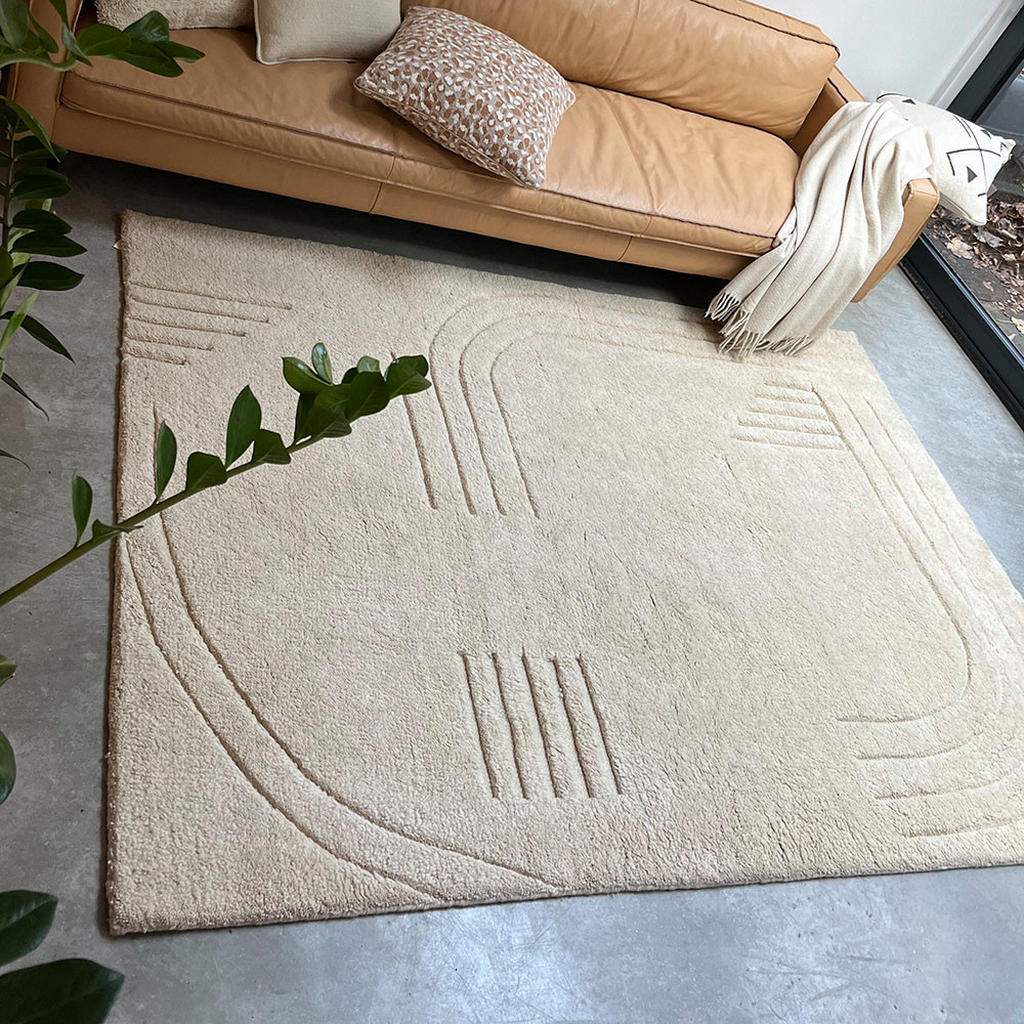 Thumbnail - Malagoon Wollteppich, Weiß, Textil, Abstrakt, Rechteckig, 160x230 cm, Teppiche & Böden, Teppiche