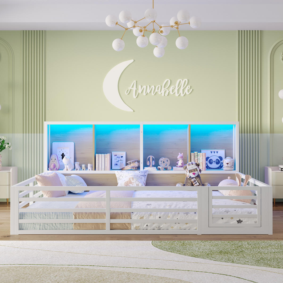 ZAUNBETT 140x200cm Weiß Metall Daybett Bettseite Staufach - Weiß, Holz (140/200cm) - FLIEKS