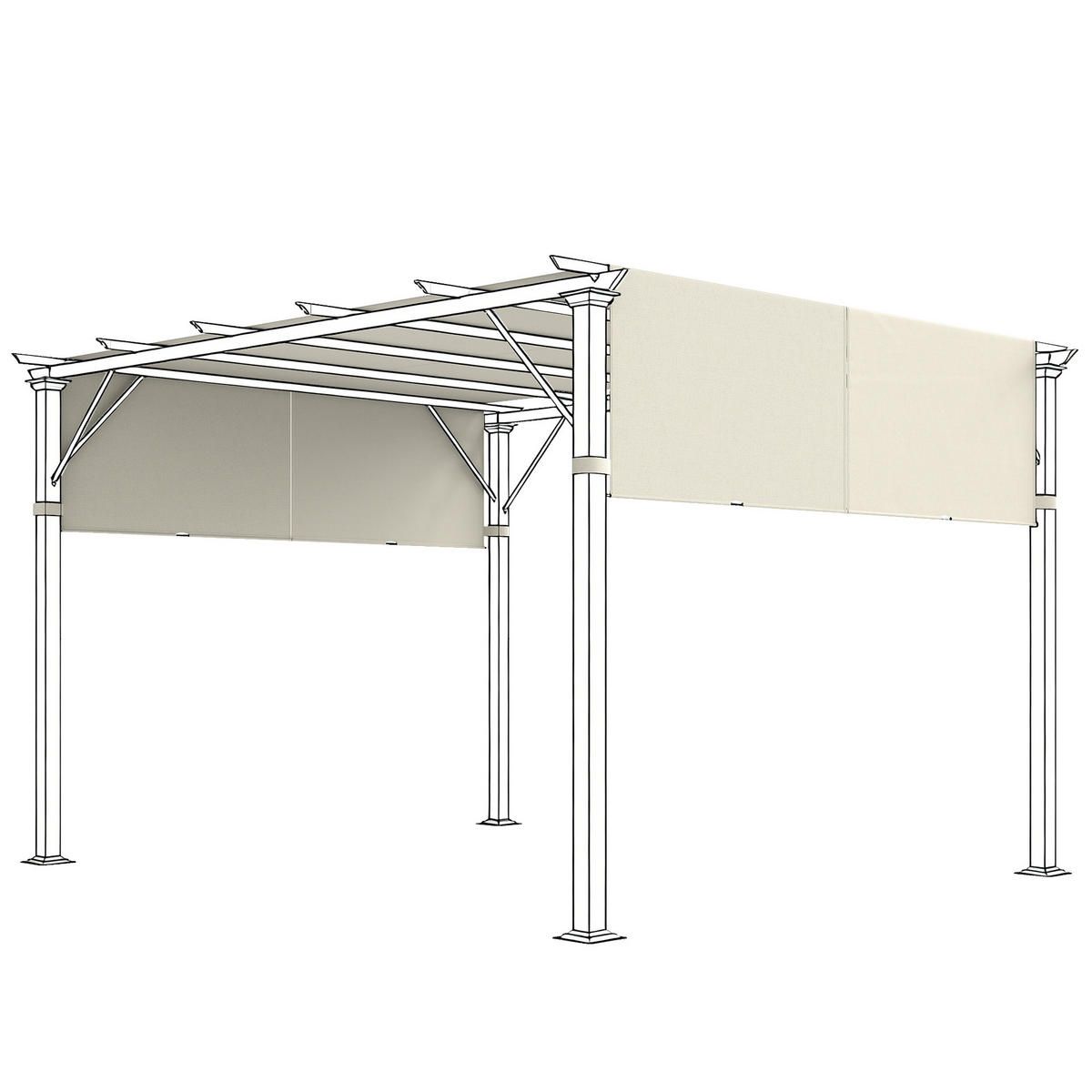 ERSATZDACH für Pergola mit UV-Schutz, Sonnensegel für Terrassenüberdachung für 3 x 3 m Pavillon, Cremeweiß - Creme, Textil (488/1/122cm)