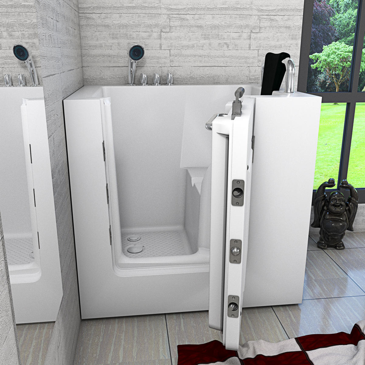 SENIORENWANNE S02-TH-A-R Weiß - Weiß, Glas/Kunststoff (100/113/78cm) - AcquaVapore by Sandra Jentho